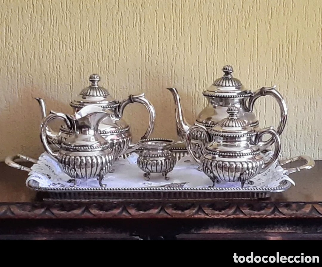 Antig&uuml;edades: Juego t&eacute; y caf&eacute; de Alpaca - Foto 1