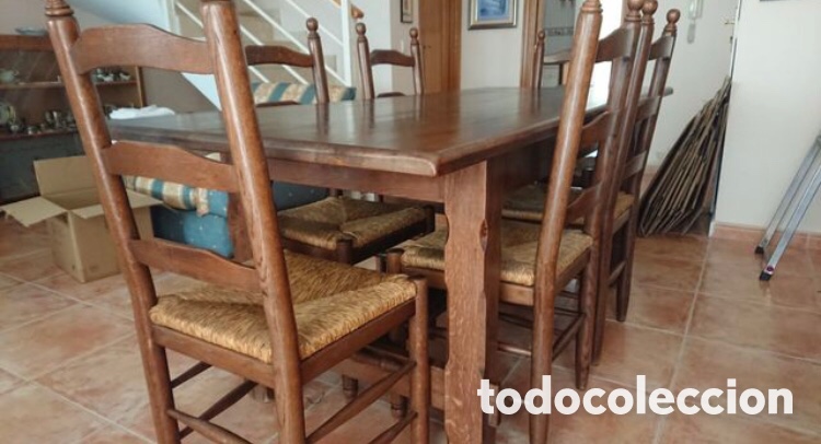Antig&uuml;edades: Conjunto mesa y 6 sillas - Foto 2