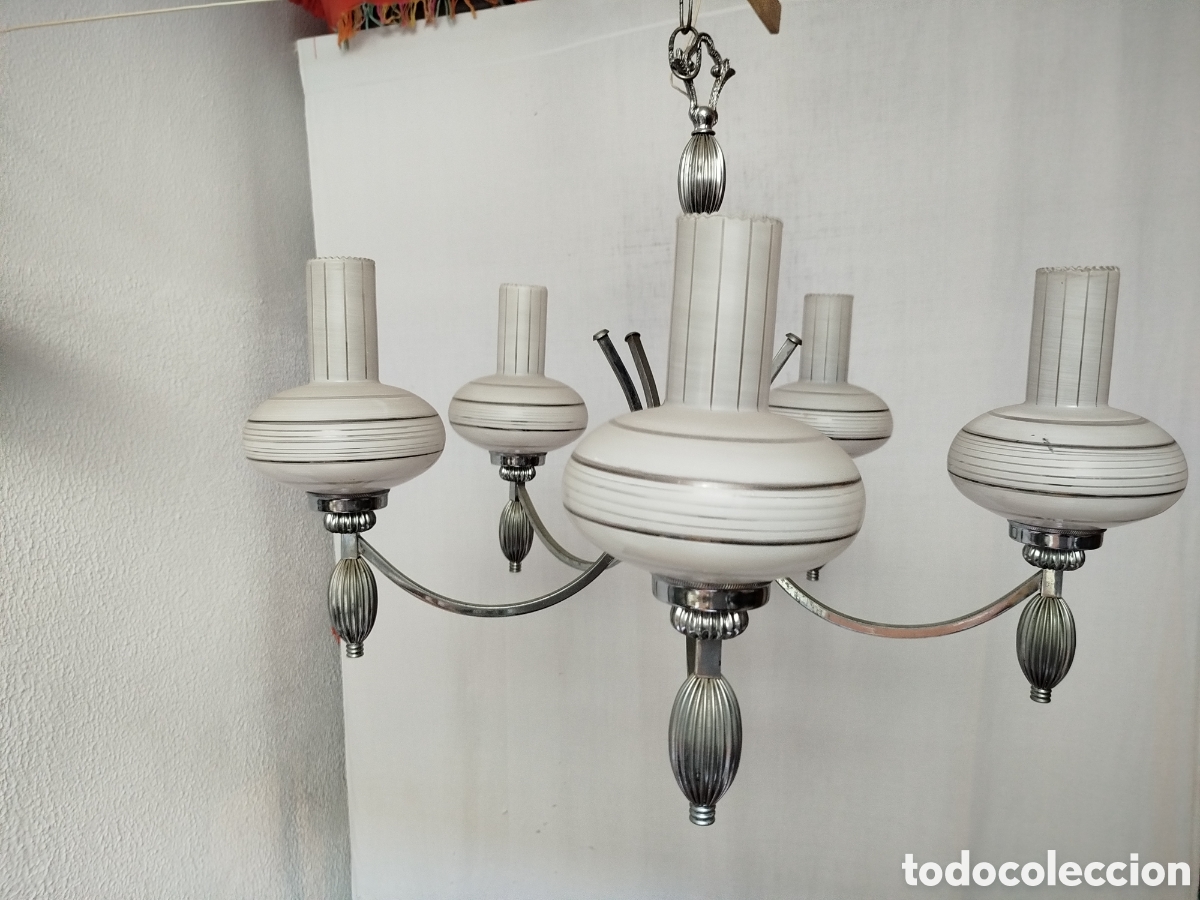 Antig&uuml;edades: L&aacute;mpara de techo cromada - Foto 9