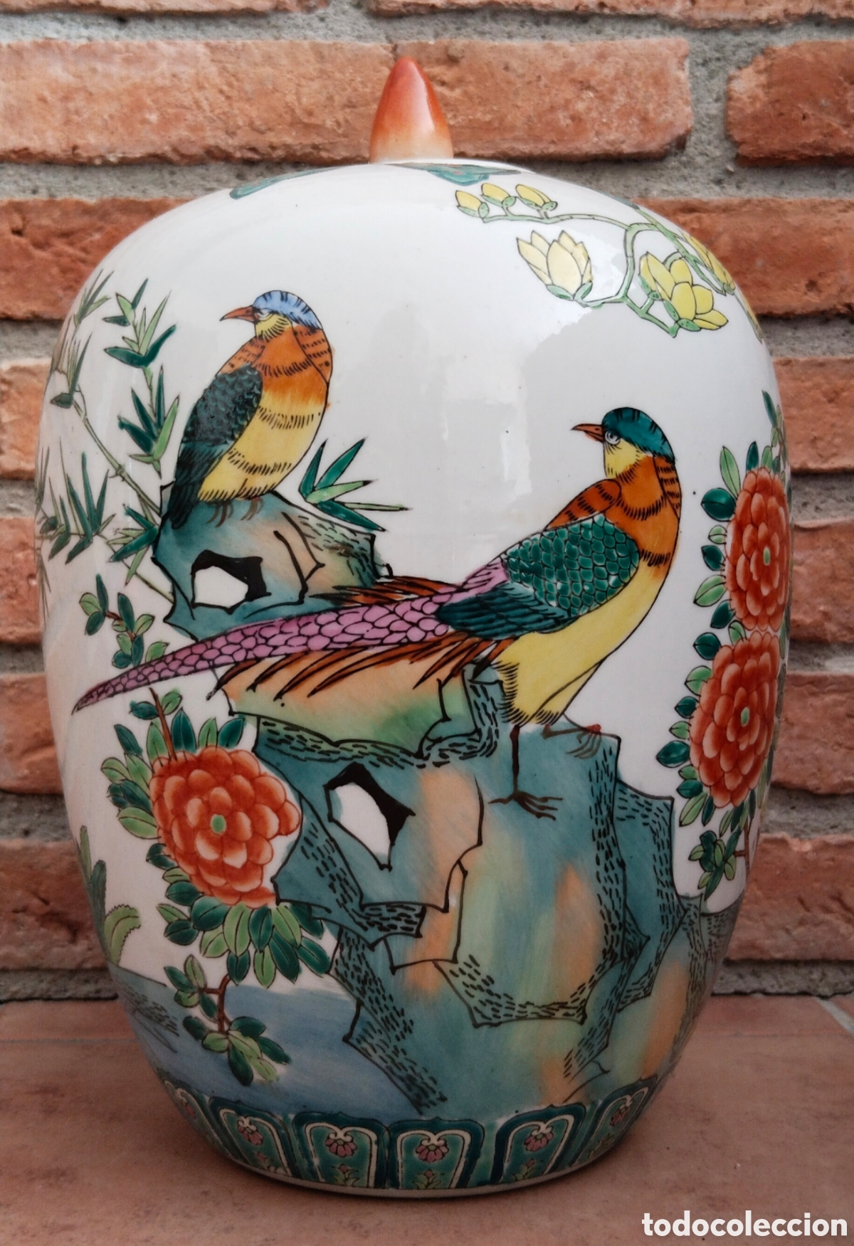 Antig&uuml;edades: Jarr&oacute;n / t&iacute;bor, porcelana china, p&aacute;jaro del para&iacute;so