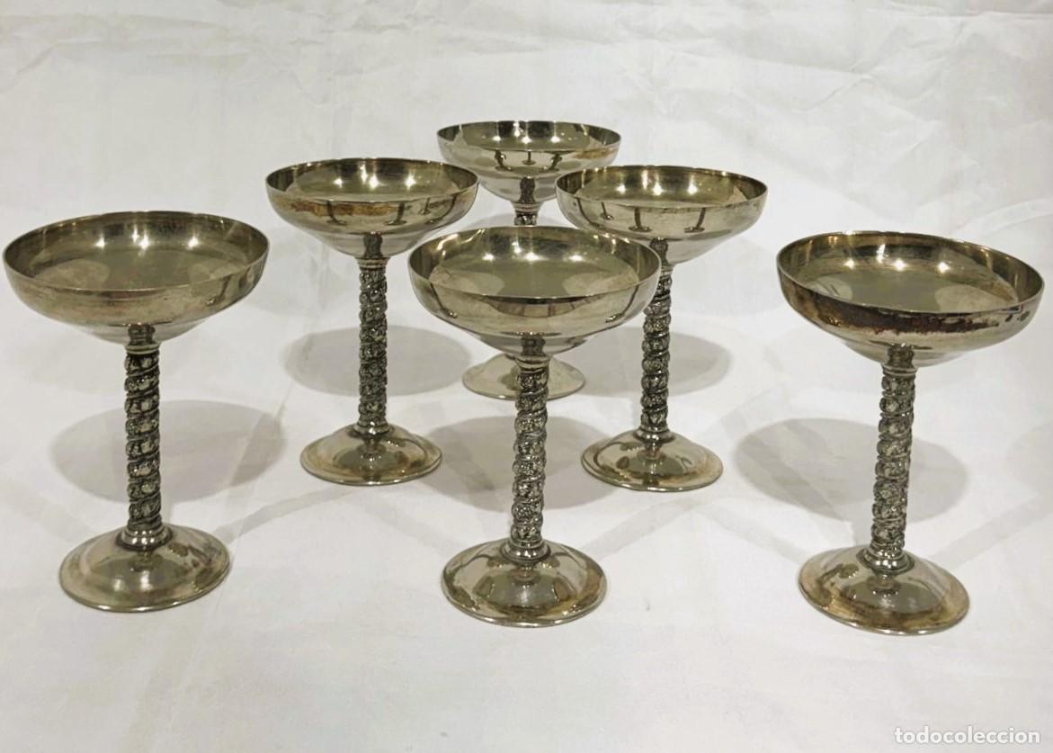 Antig&uuml;edades: Juego de 6 copas de cava en alpaca - Foto 1