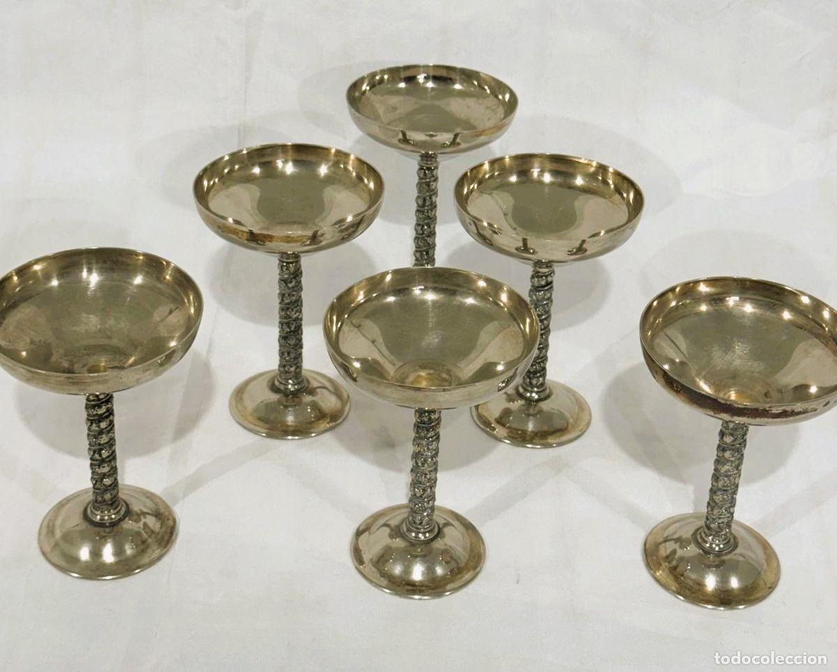 Antig&uuml;edades: Juego de 6 copas de cava en alpaca - Foto 2