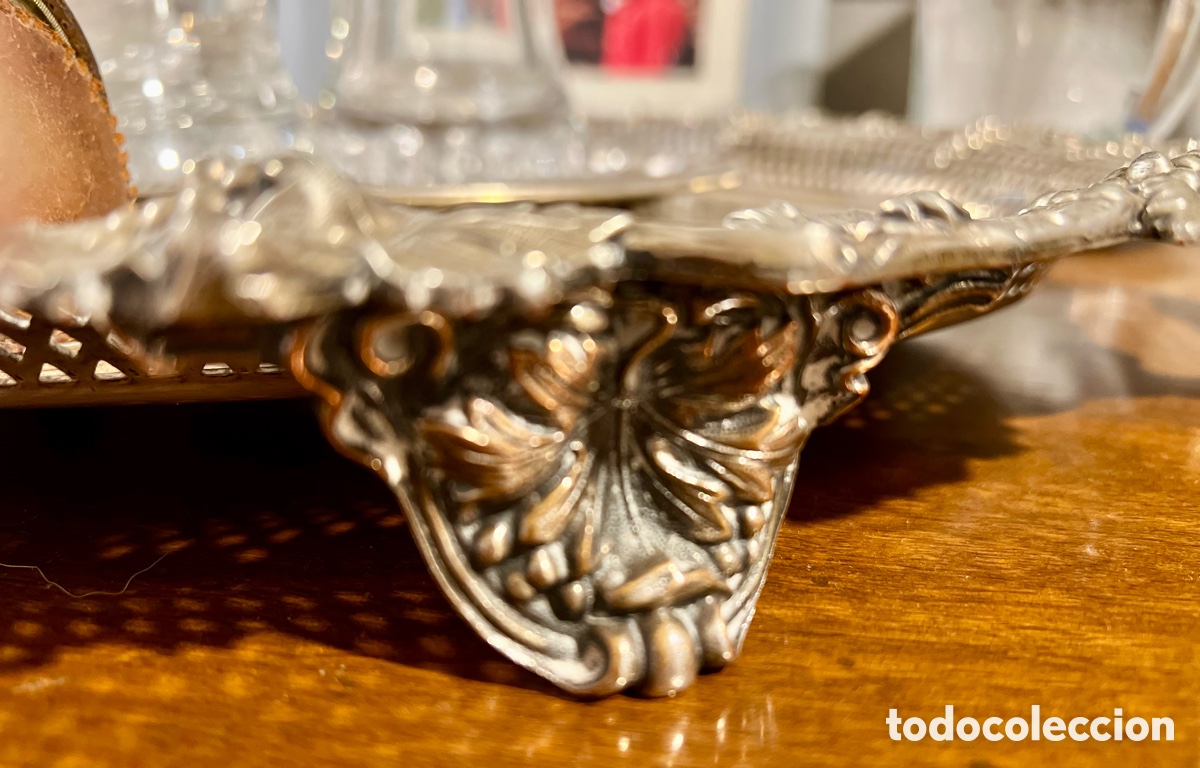 Antig&uuml;edades: Preciosa bandeja con asas plateada - Foto 6