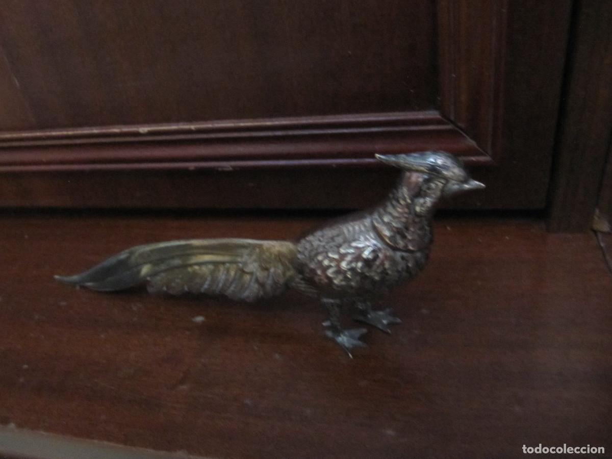 Antig&uuml;edades: FAISAN DE METAL PLATEADO - Foto 2