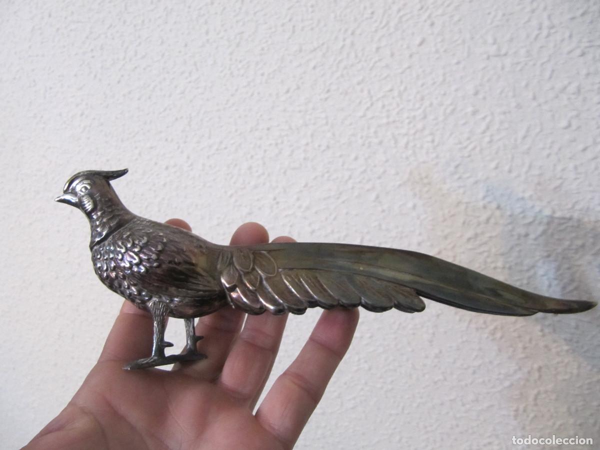 Antig&uuml;edades: FAISAN DE METAL PLATEADO - Foto 5