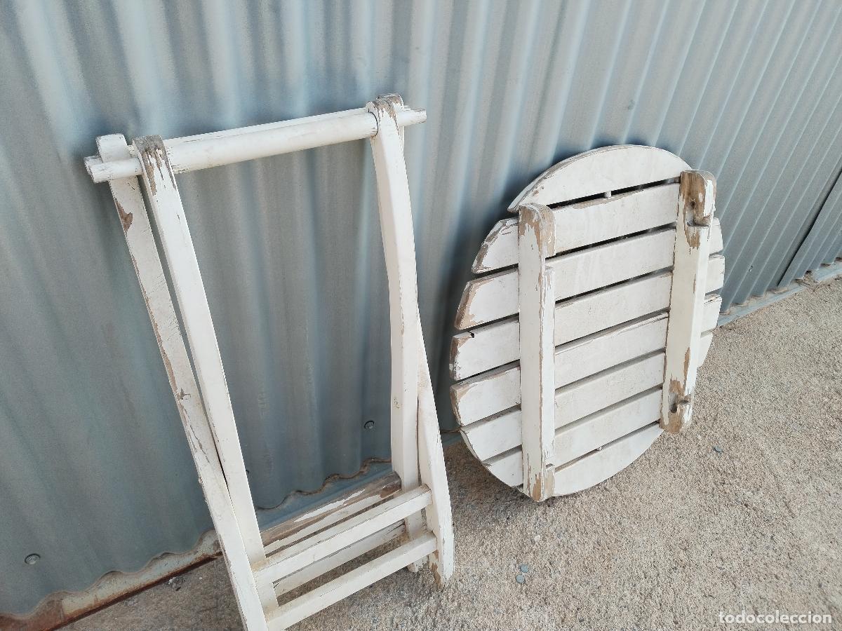 Antig&uuml;edades: Mesa de Jard&iacute;n Plegable en Madera repintada - Foto 10