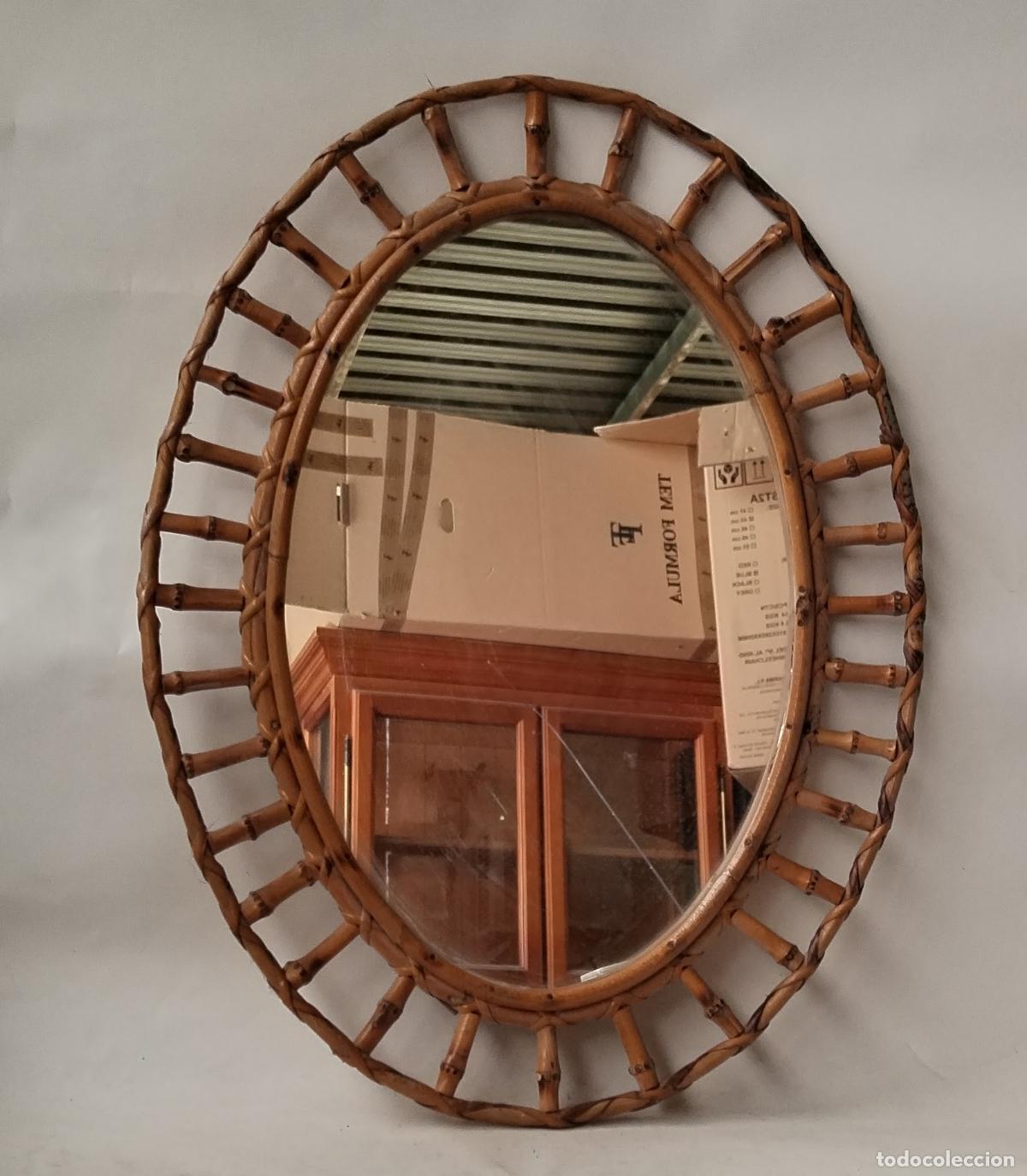 Antig&uuml;edades: espejo de mimbre vintage - Foto 7