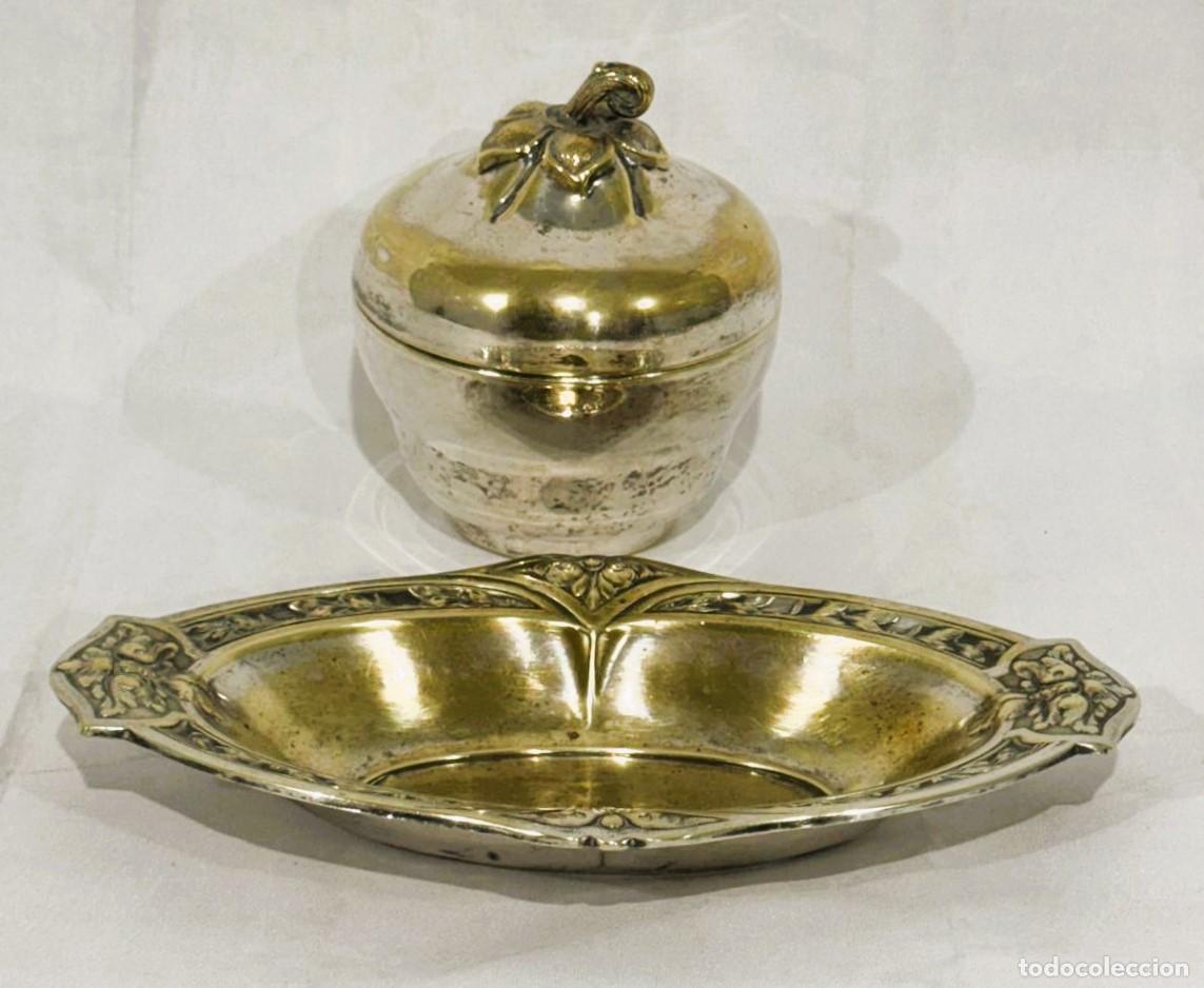 Antig&uuml;edades: Bandeja y azucarero metal - Foto 2