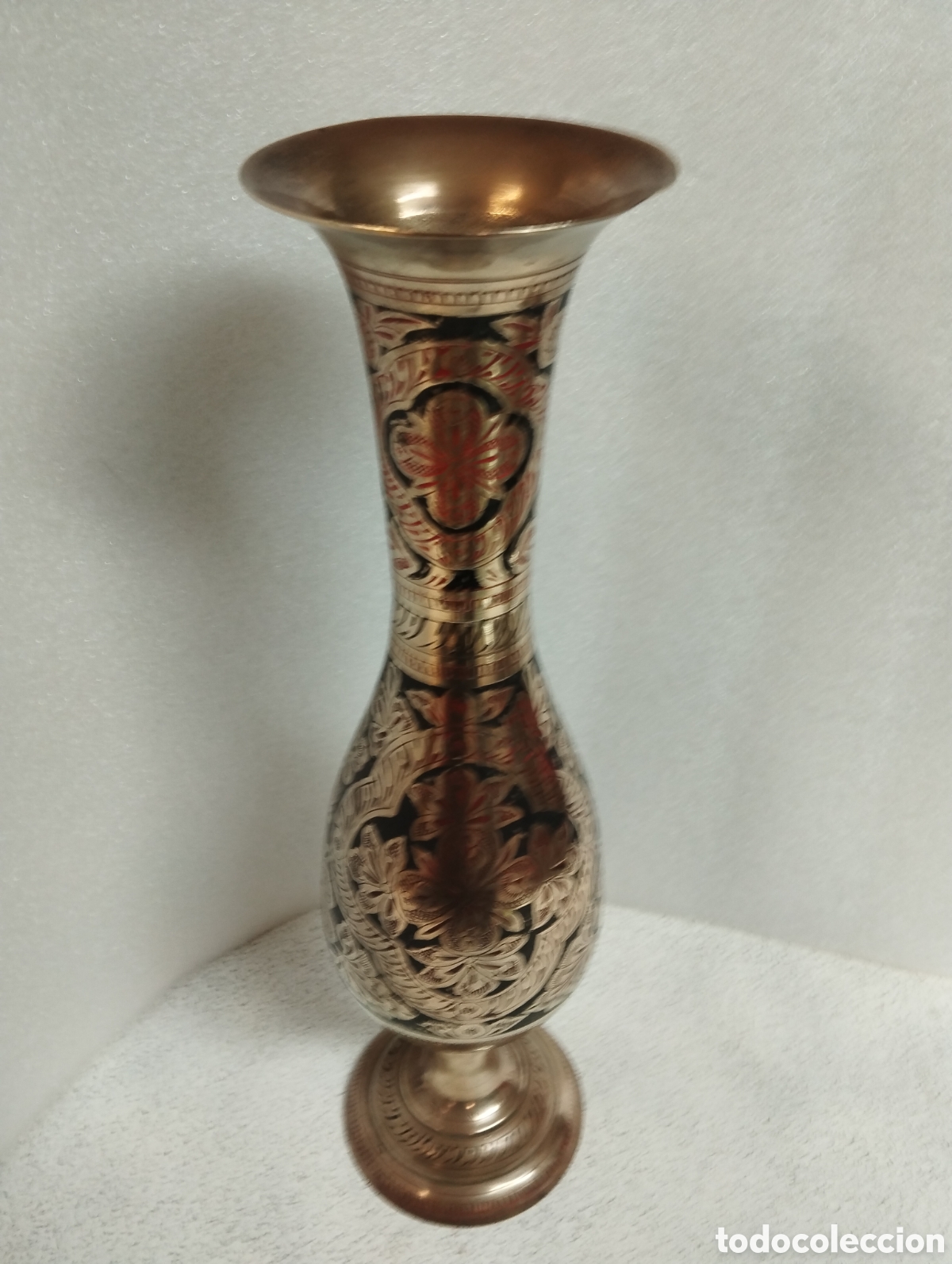 Antig&uuml;edades: JARRON DE LA INDIA DE METAL 46 CM - Foto 2