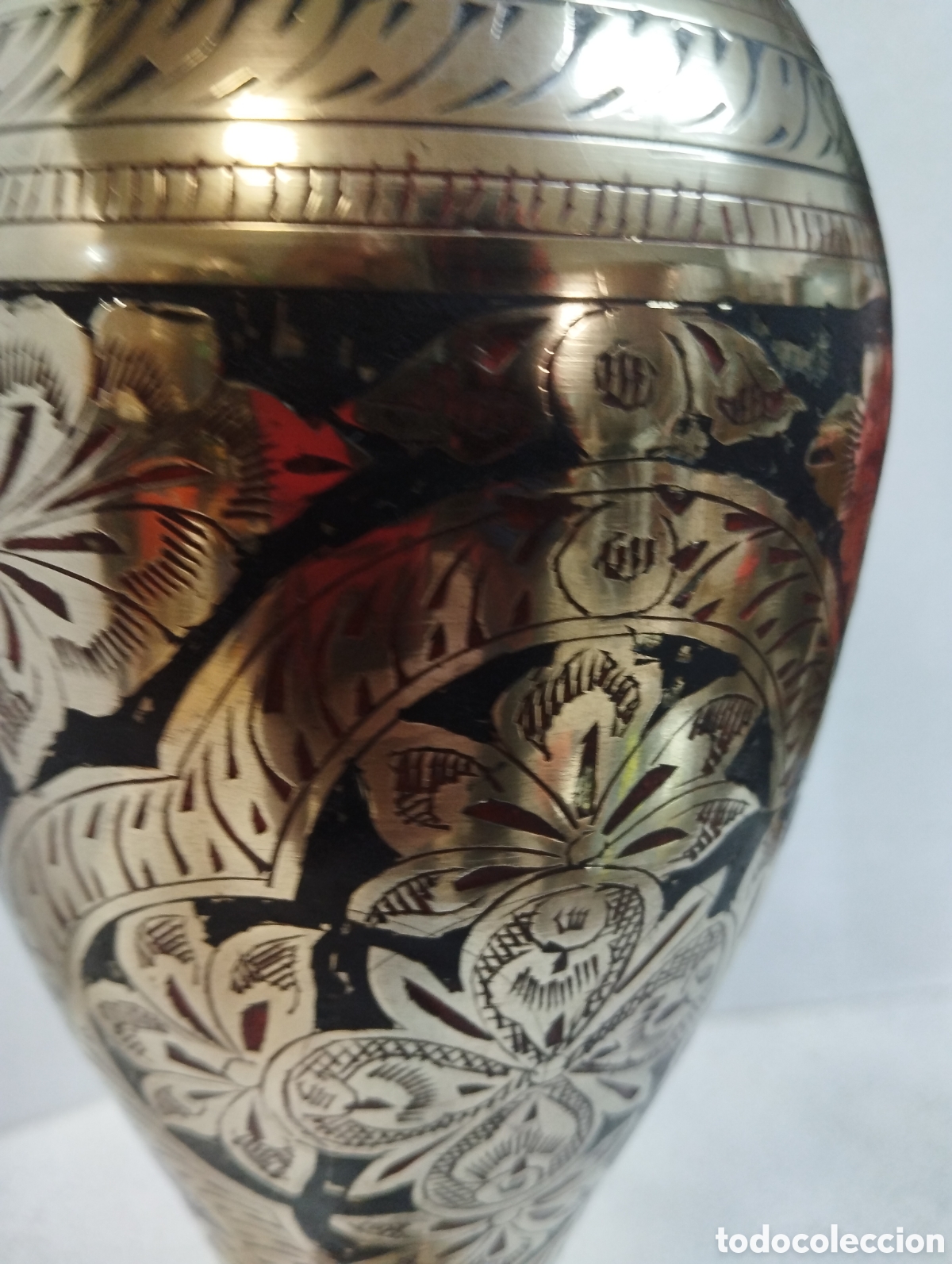 Antig&uuml;edades: JARRON DE LA INDIA DE METAL 46 CM - Foto 4