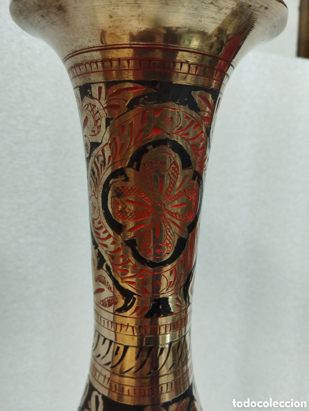 Antig&uuml;edades: JARRON DE LA INDIA DE METAL 46 CM - Foto 5