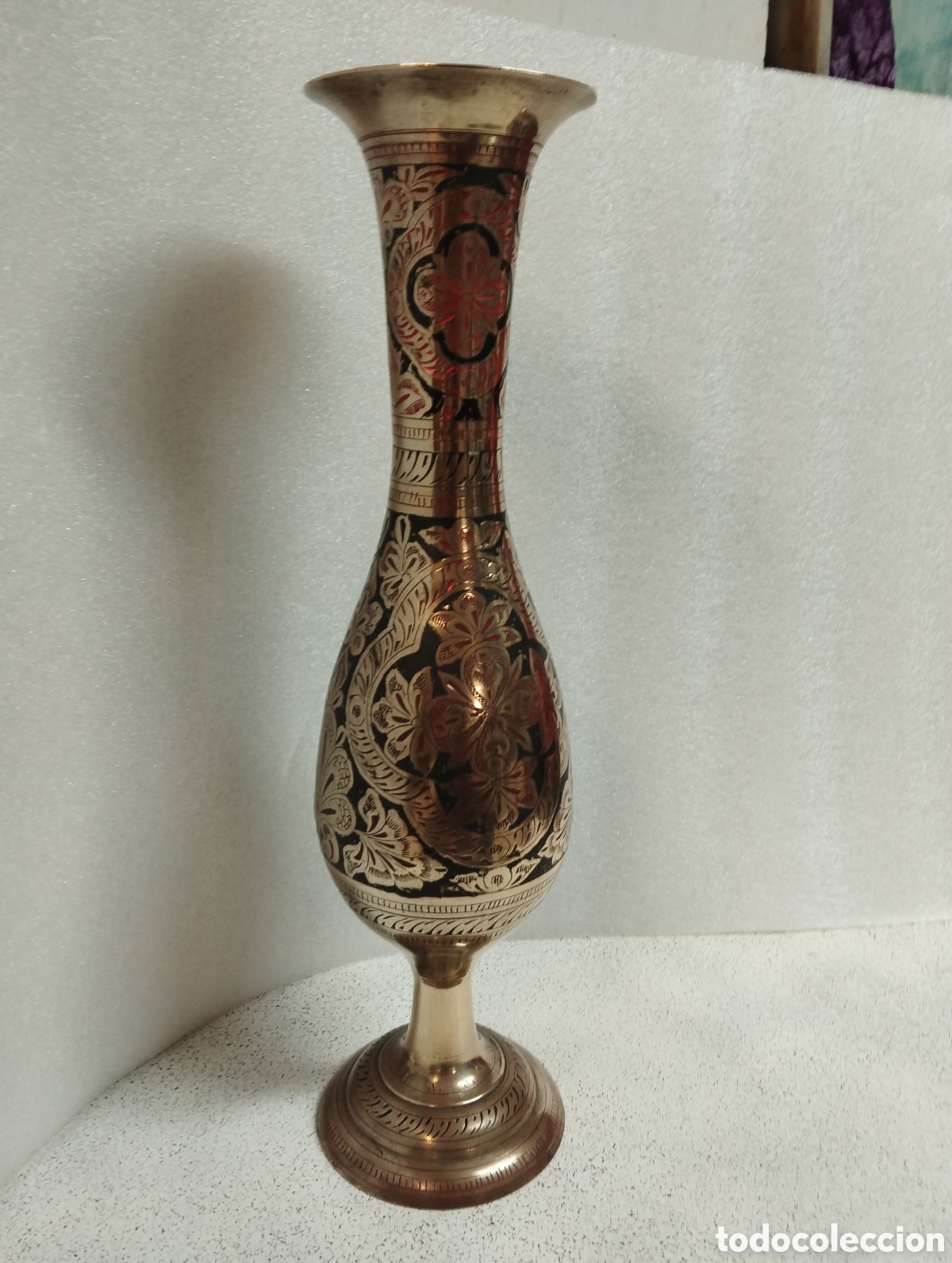 Antig&uuml;edades: JARRON DE LA INDIA DE METAL 46 CM - Foto 1