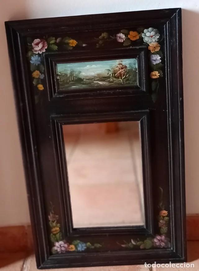Antig&uuml;edades: Espejo de madera pintado a mano - Foto 1