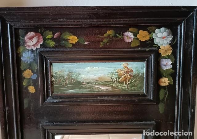 Antig&uuml;edades: Espejo de madera pintado a mano - Foto 3