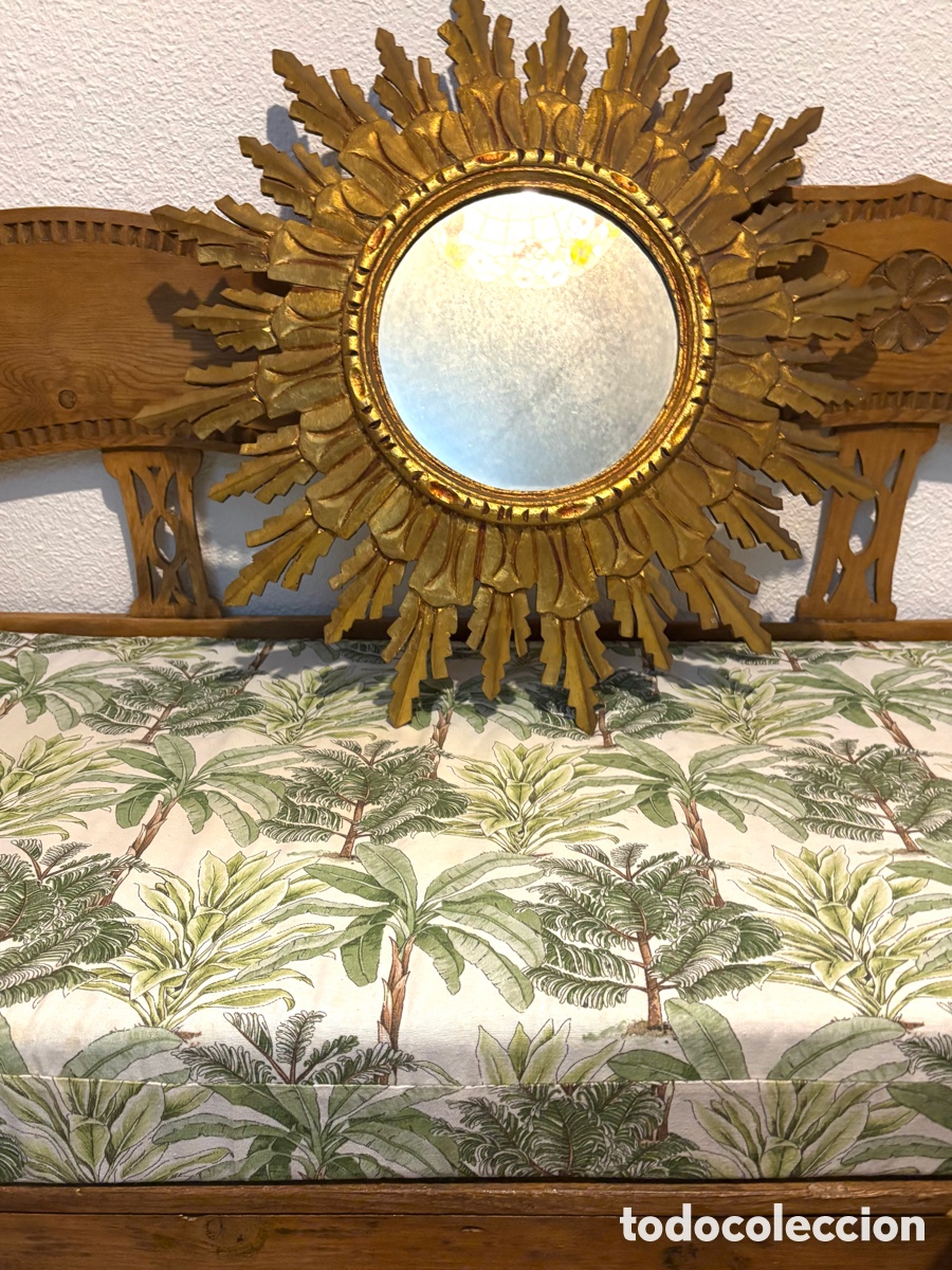 Antig&uuml;edades: ESPEJO SOL MADERA DORADA Y TALLADA - Foto 8
