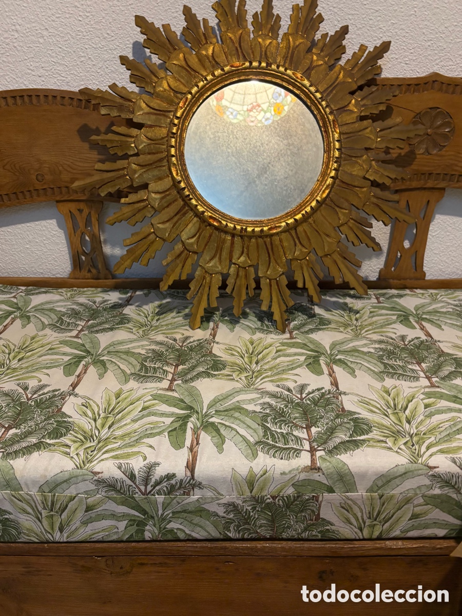Antig&uuml;edades: ESPEJO SOL MADERA DORADA Y TALLADA - Foto 9