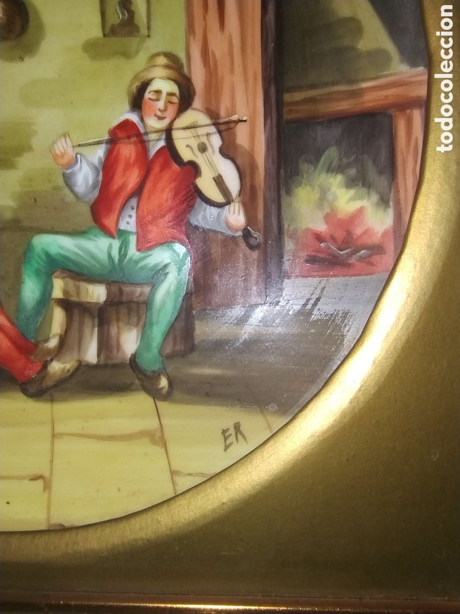 Antig&uuml;edades: Plato cer&aacute;mica pintado a mano - Foto 4