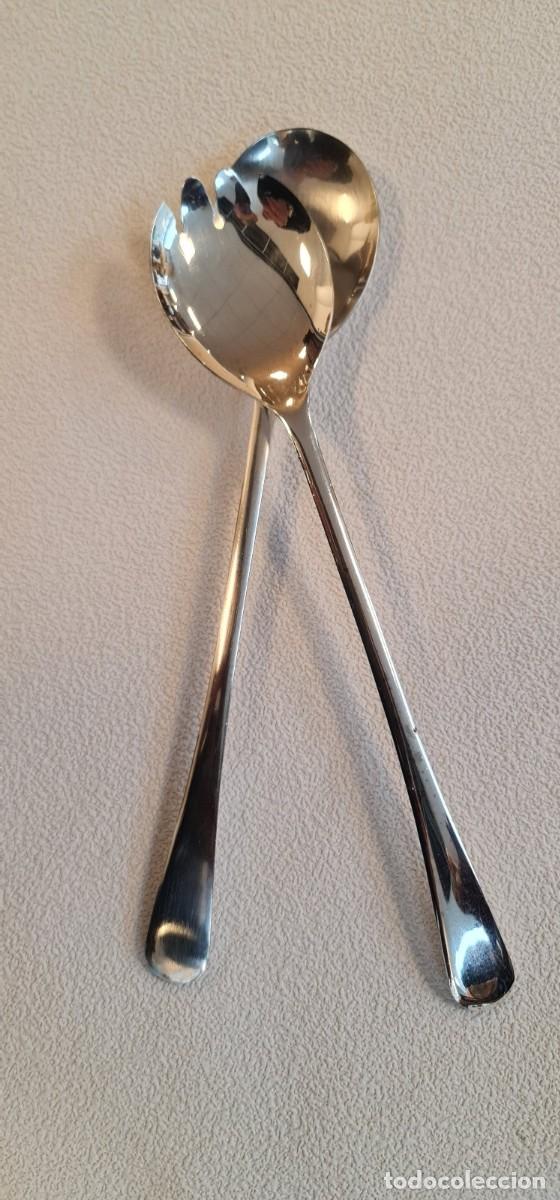Antig&uuml;edades: Pareja de cubiertos de ensalada en Plata Sheffield - Foto 4