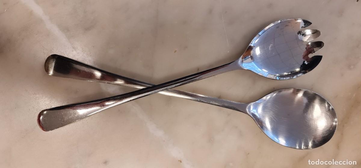 Antig&uuml;edades: Pareja de cubiertos de ensalada en Plata Sheffield - Foto 5