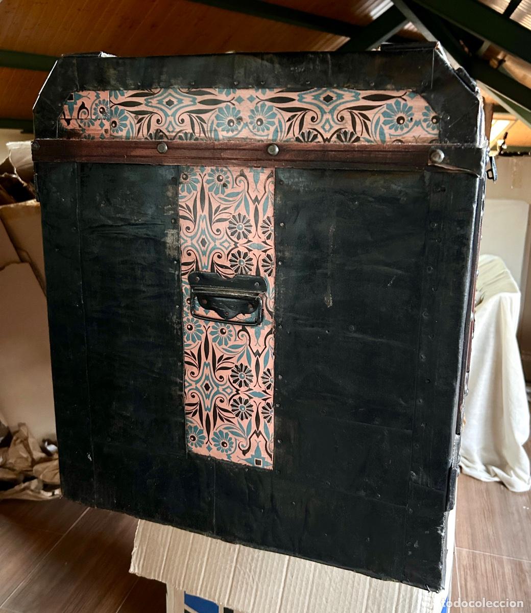 Antig&uuml;edades: ANTIGUO BA&Uacute;L MADERA Y CHAPA PINTADA - Foto 3