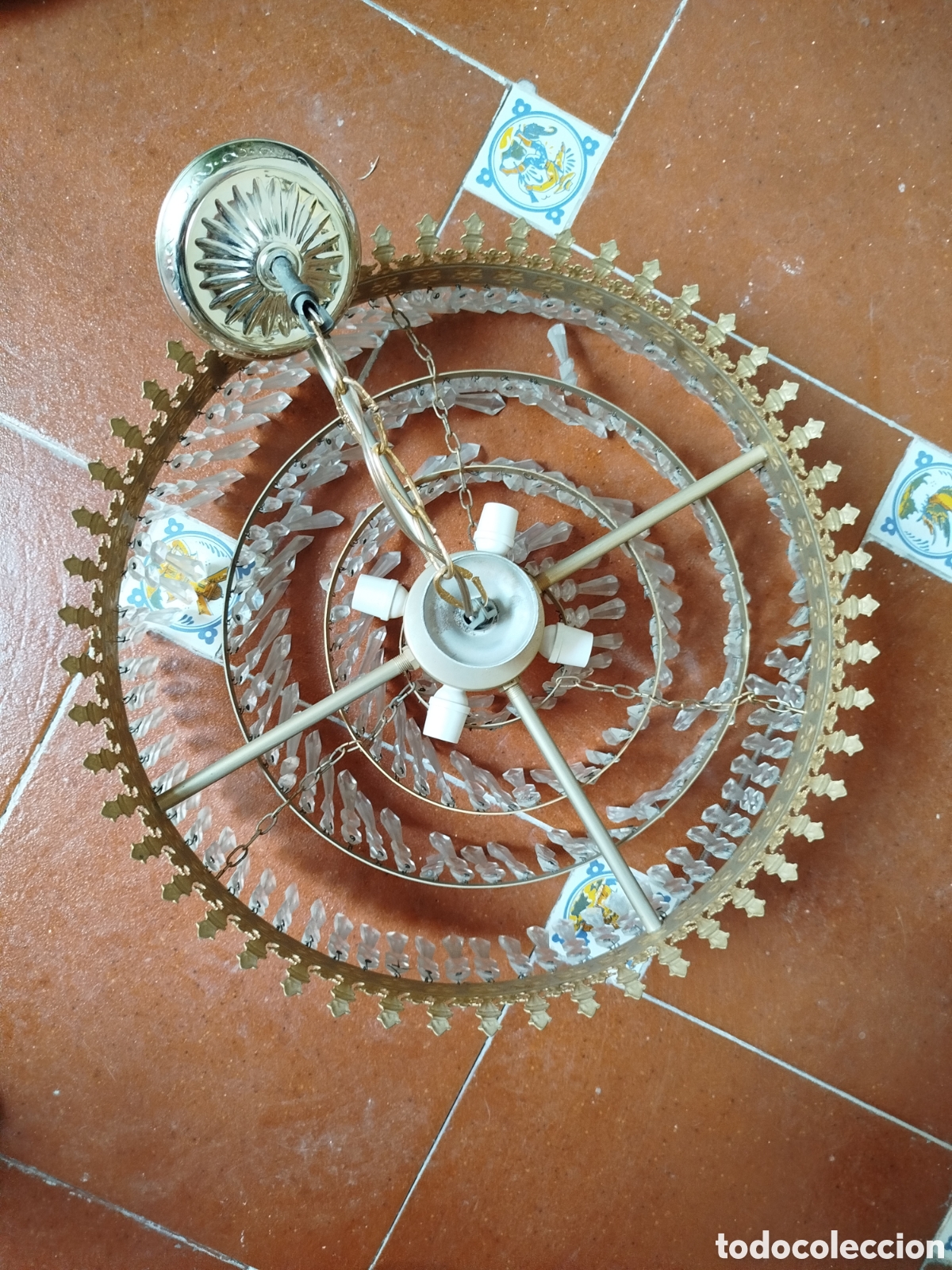 Antig&uuml;edades: L&aacute;mpara plafonnier techo lat&oacute;n - Foto 4