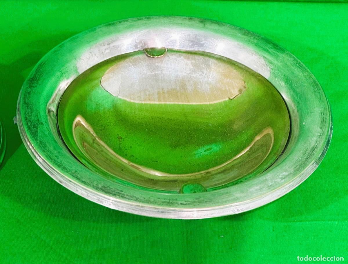 Antig&uuml;edades: Cuenco de metal plateado con tapa - Foto 2