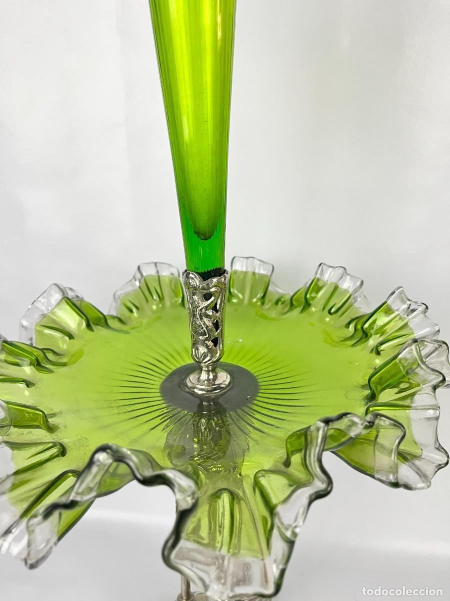 Antig&uuml;edades: Jarron verde de cristal - Foto 2