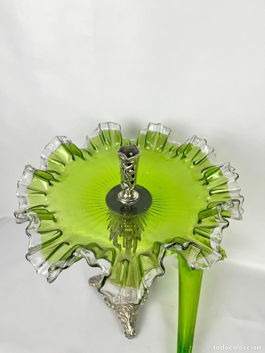 Antig&uuml;edades: Jarron verde de cristal - Foto 6