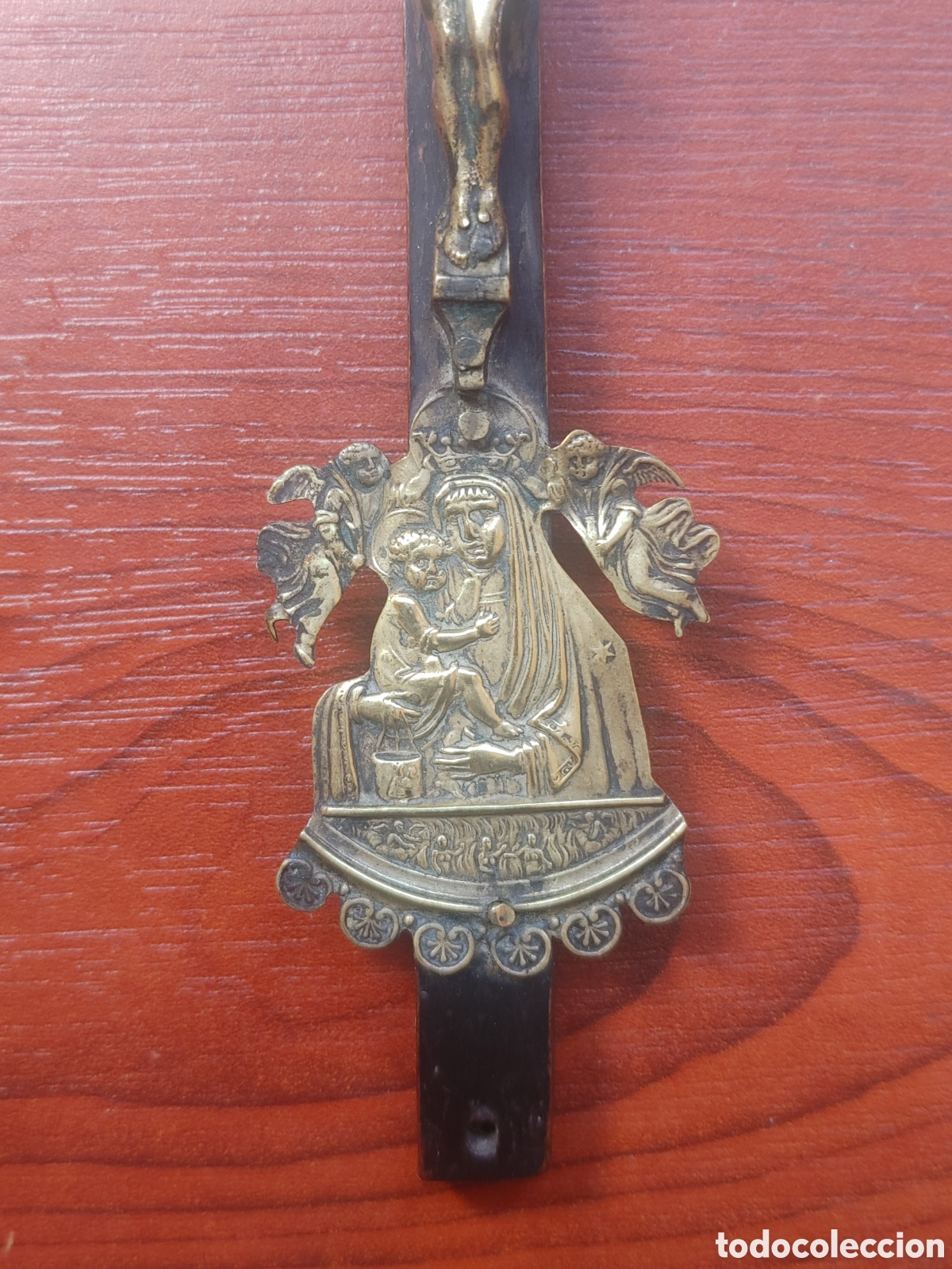 Antig&uuml;edades: Cristo en bronce, con Cruz de madera. S. XIX. - Foto 4