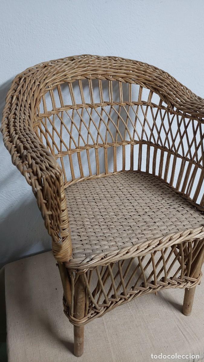 Antig&uuml;edades: Antigua silla sill&oacute;n de peque de mimbre - Foto 2