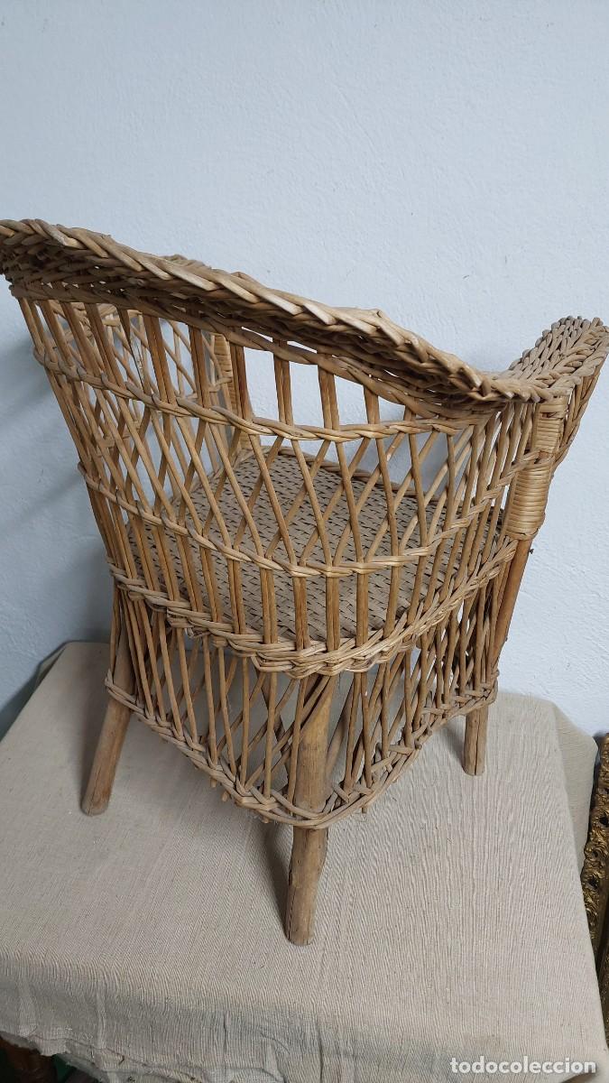 Antig&uuml;edades: Antigua silla sill&oacute;n de peque de mimbre - Foto 4