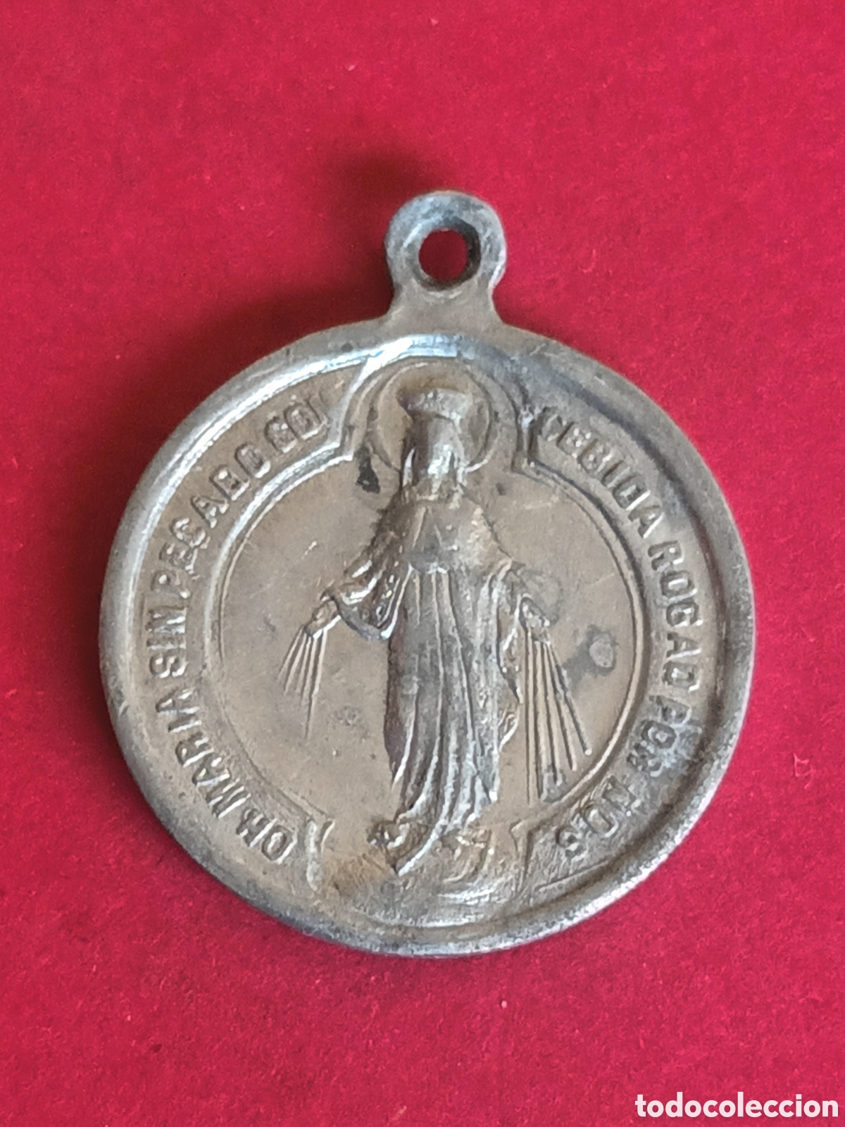 Antig&uuml;edades: ANTIGUA MEDALLA DEL SGDO. CORAZ&Oacute;N Y LA INMACULADA. 2 CM. - Foto 2