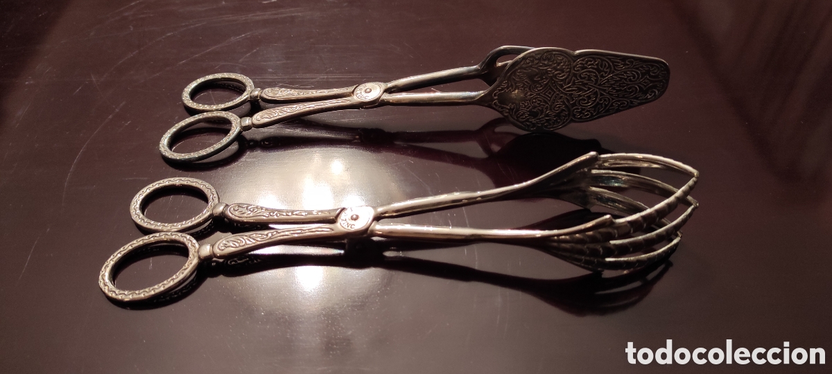 Antig&uuml;edades: Juego de par de pinzas para servir - Foto 1