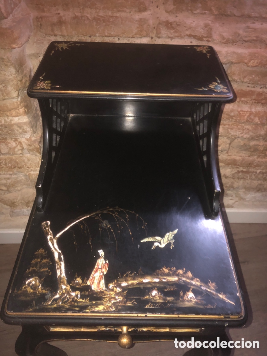 Antig&uuml;edades: Mesilla antigua lacada oriental - Foto 7