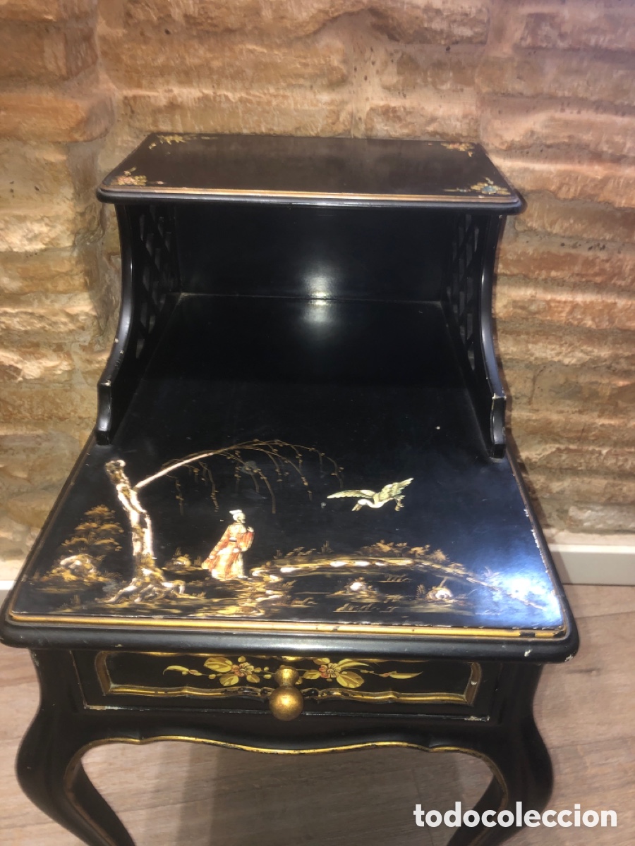Antig&uuml;edades: Mesilla antigua lacada oriental - Foto 8