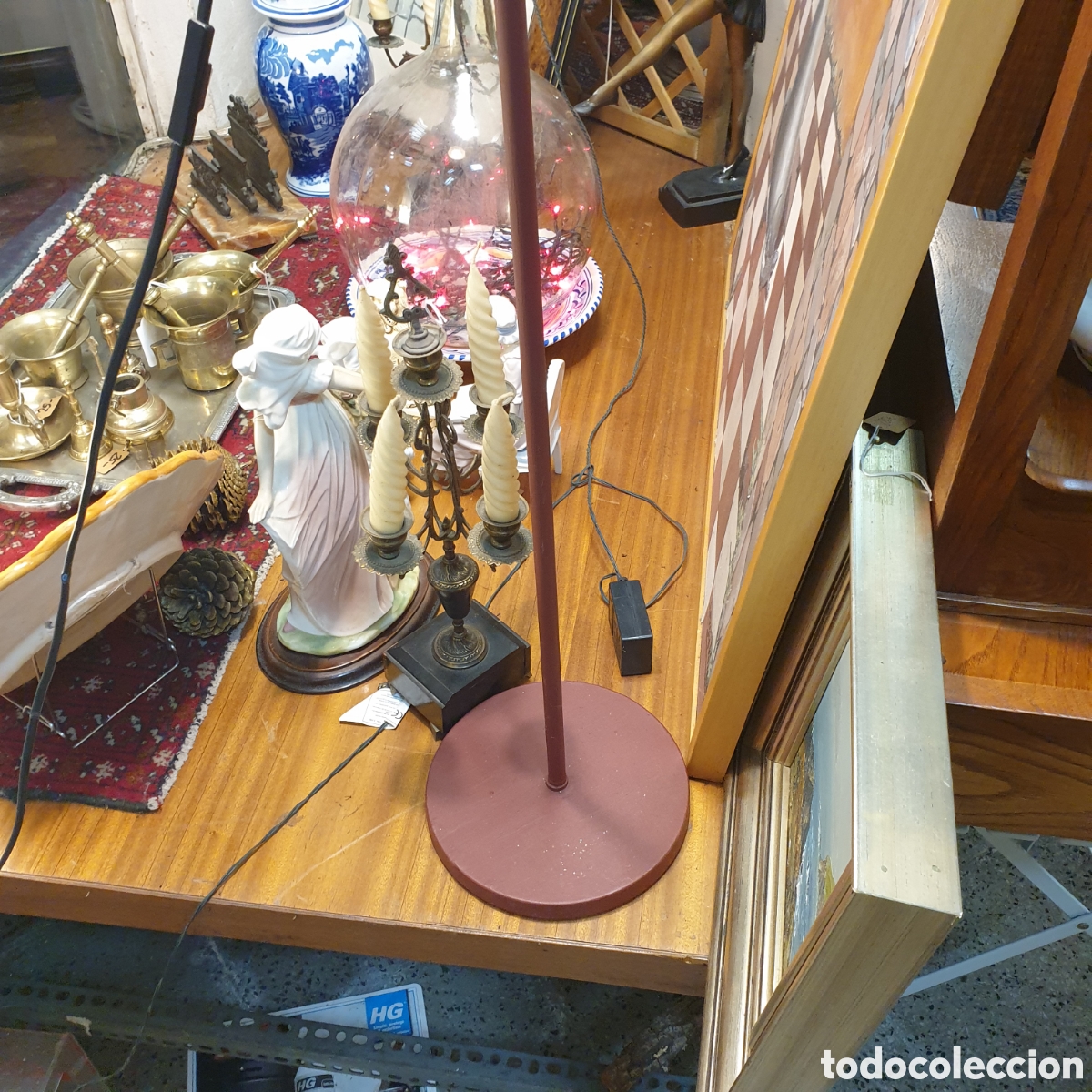 Antig&uuml;edades: Lampara de pie con pantalla - Foto 2