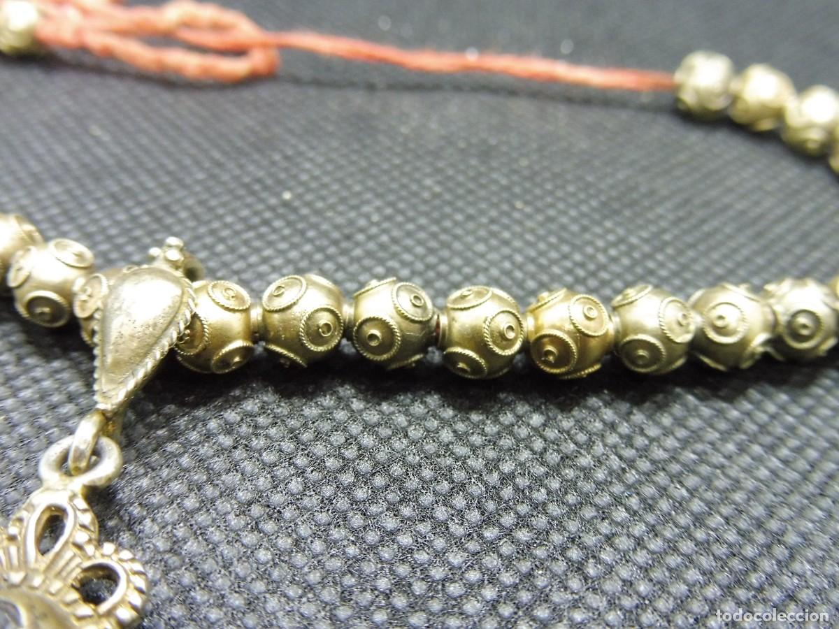 Antig&uuml;edades: Collar de bolas con cruz en plata de ley - Foto 2