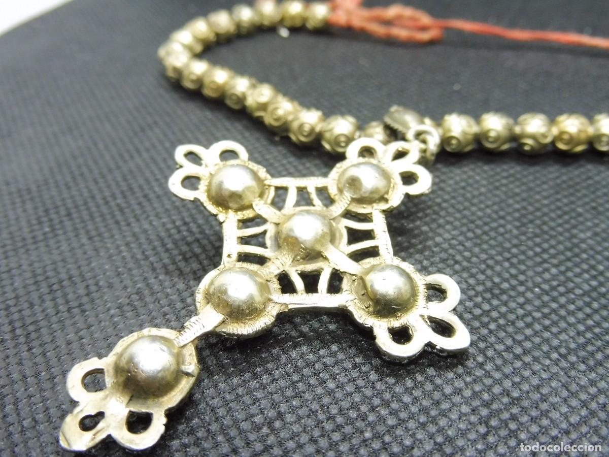 Antig&uuml;edades: Collar de bolas con cruz en plata de ley - Foto 3