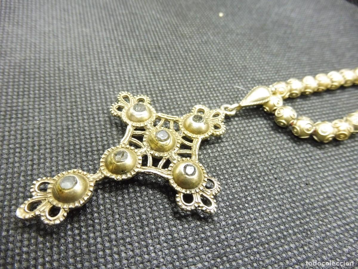 Antig&uuml;edades: Collar de bolas con cruz en plata de ley - Foto 4