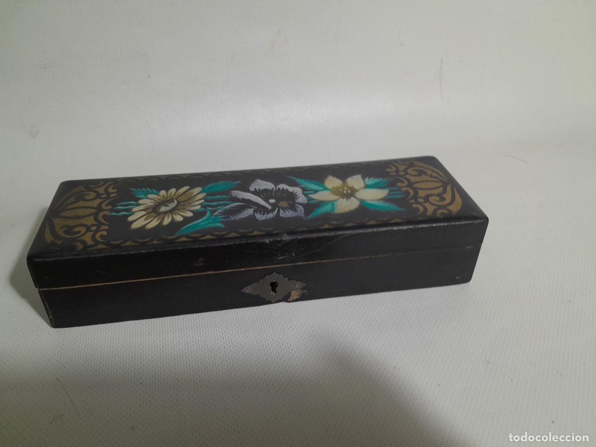 Antig&uuml;edades: caja lapicero de madera- - Foto 2