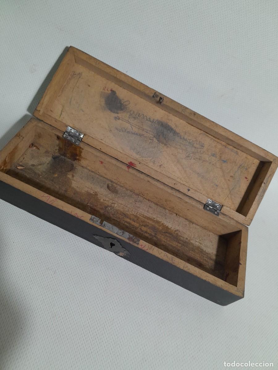 Antig&uuml;edades: caja lapicero de madera- - Foto 3
