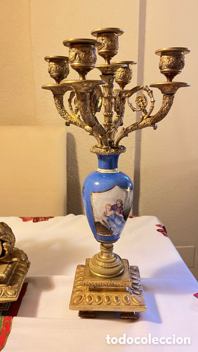 Antig&uuml;edades: Guarnici&oacute;n de reloj y candelabros bronce - Foto 7