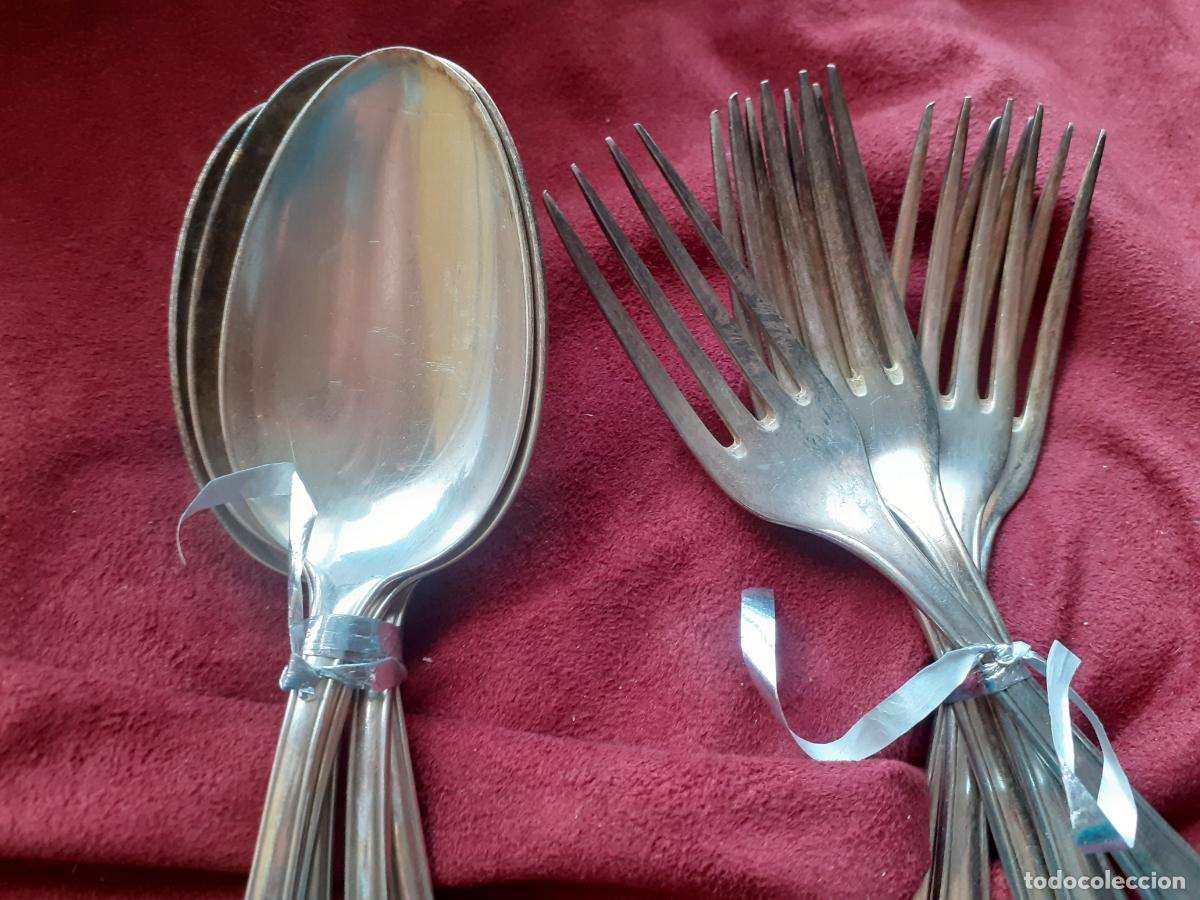 Antig&uuml;edades: 10 cubiertos ba&ntilde;o de plata - Foto 3