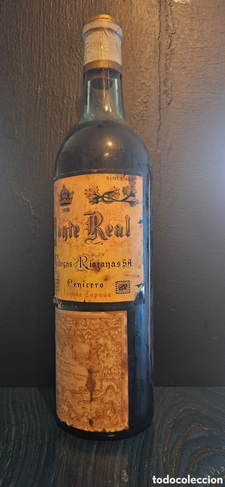 Antig&uuml;edades: Botella vino Monte Real 1958 - Foto 5