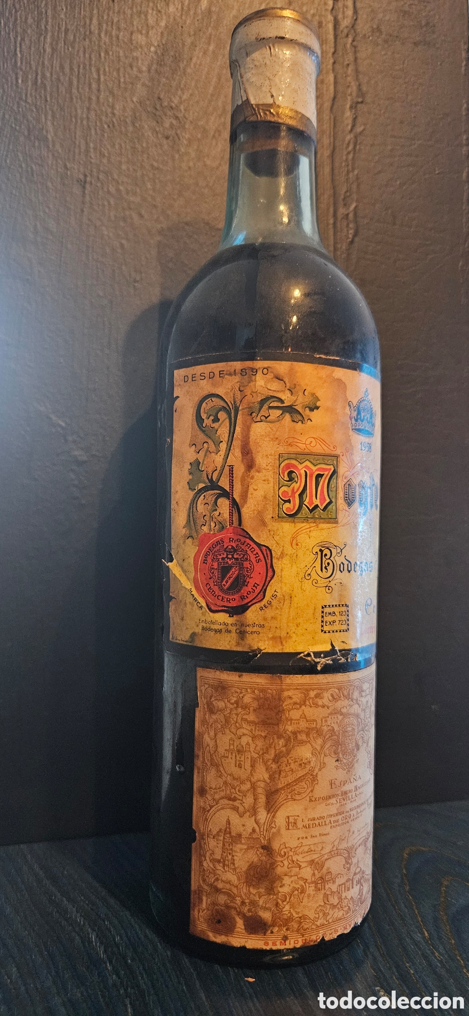 Antig&uuml;edades: Botella vino Monte Real 1958 - Foto 6