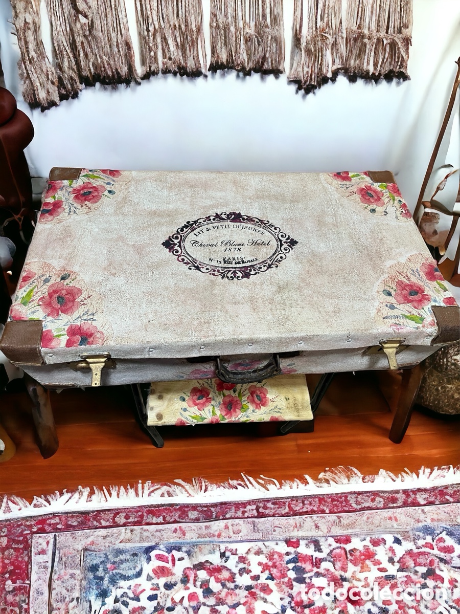 Antig&uuml;edades: Mesa auxiliar maleta - Foto 4