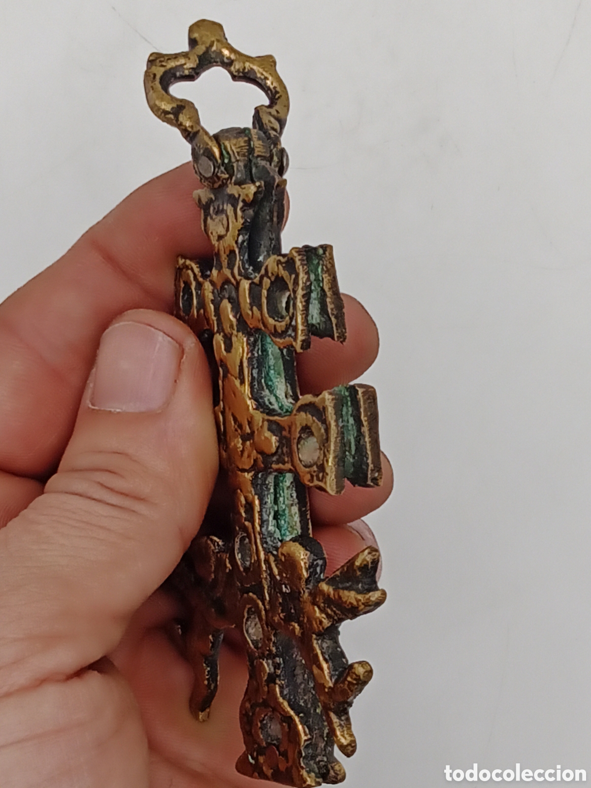 Antig&uuml;edades: Antigua cruz de Caravaca en bronce - Foto 3
