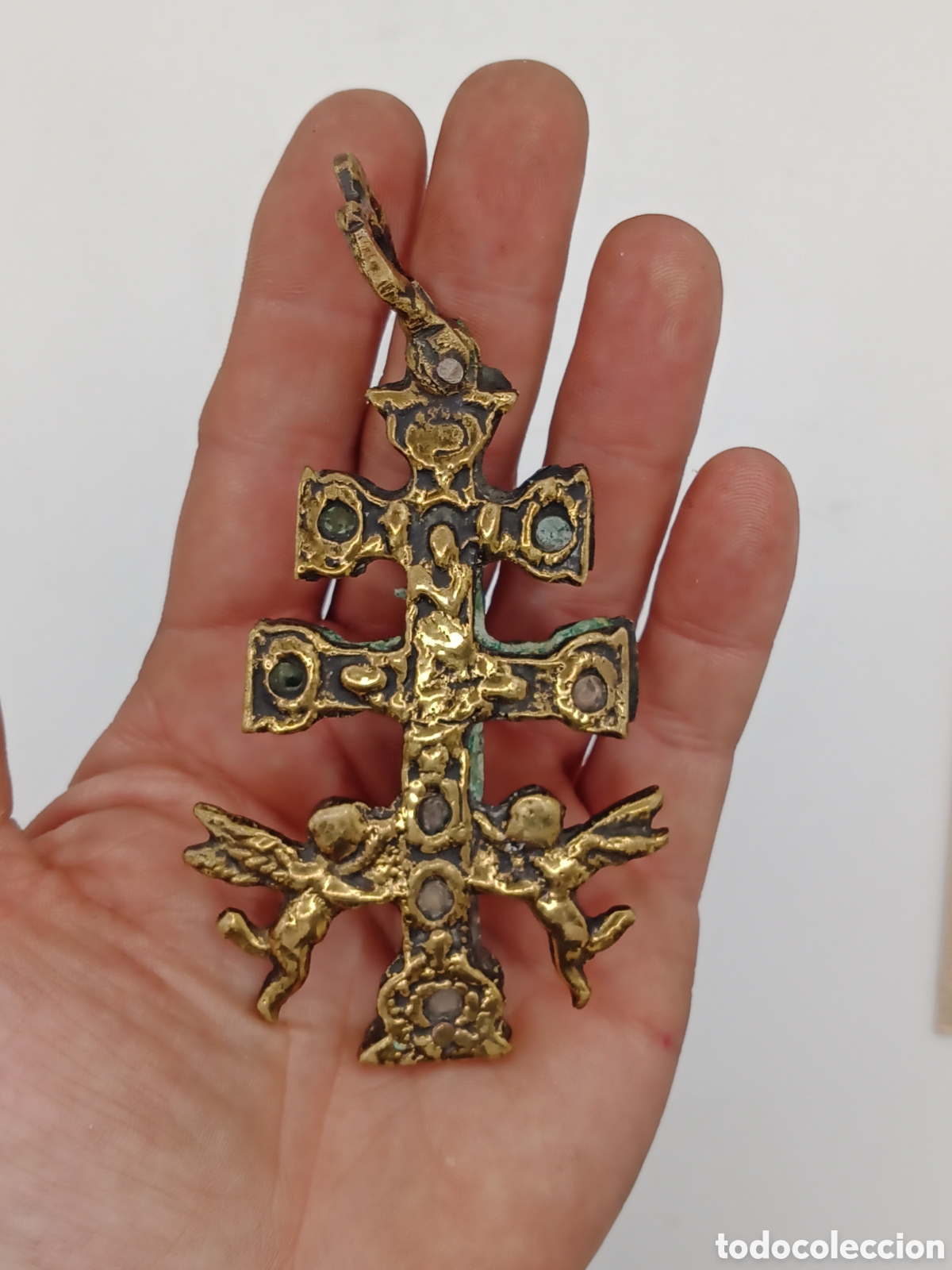 Antig&uuml;edades: Antigua cruz de Caravaca en bronce - Foto 4