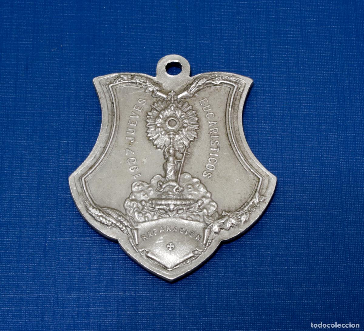 Antig&uuml;edades: GRAN MEDALLA EN ALUMINIO, 1907 JUEVES EUCAR&Iacute;STICOS - Foto 1