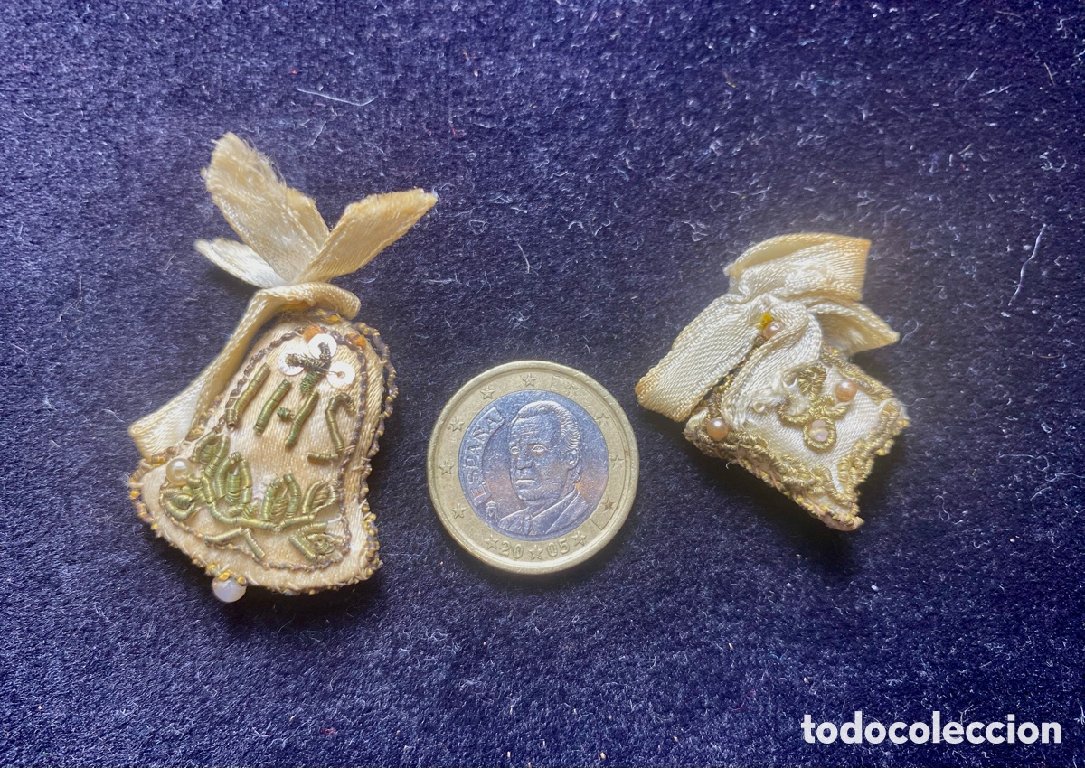 Antig&uuml;edades: Escapularios antiguos bordados en hilo de oro - Foto 3